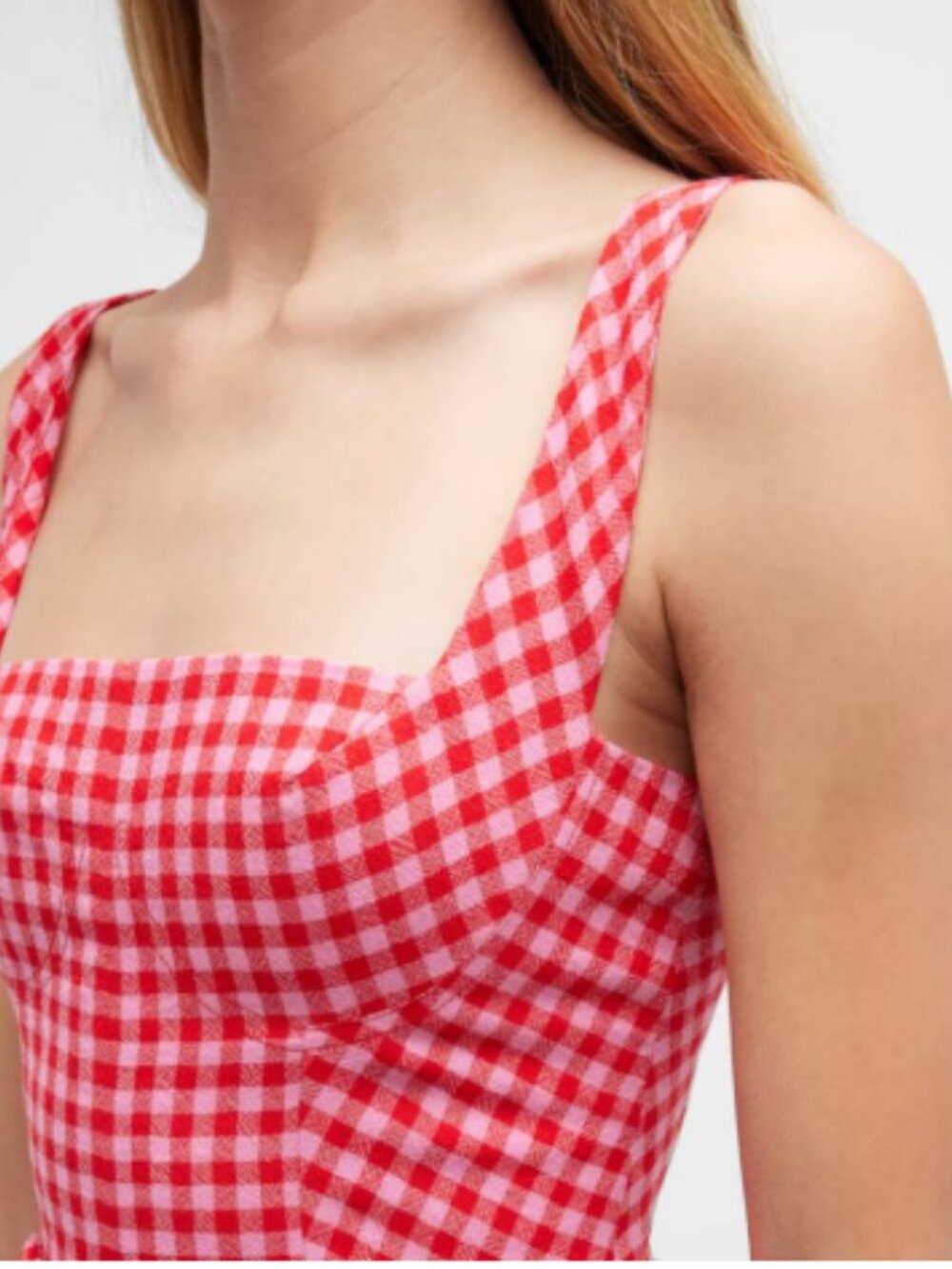 Lela Rose Cherry Gingham Square Neck Midi Dress, Size 10, NWT - Picture 2 of 6